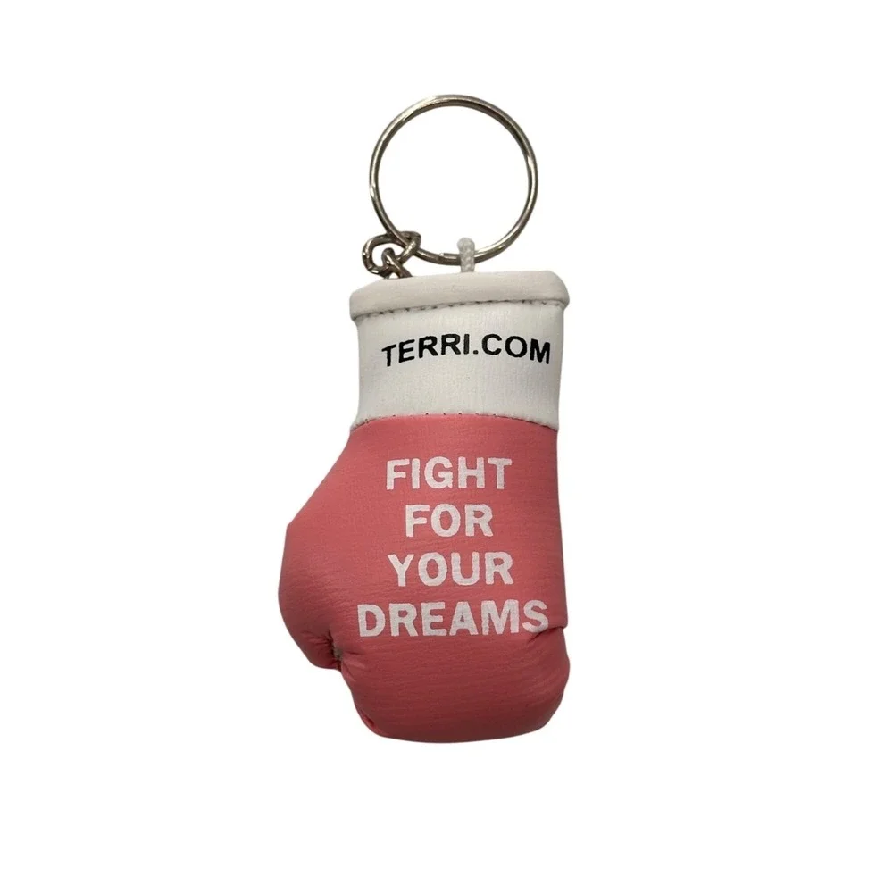 Mini Boxing Glove Keychain Fight For Your Dreams Motivational Message Terri